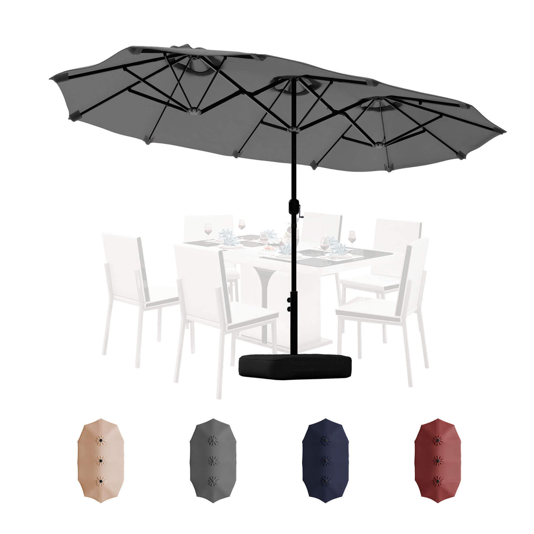large patio umbrellas white or grey 15 ft Extra Large Patio Umbrella with Base Included, Double Sided Outdoor Rectangular Patio Umbrella with Crank Handle for Pool Garden Backyard, Beige – Walsunny