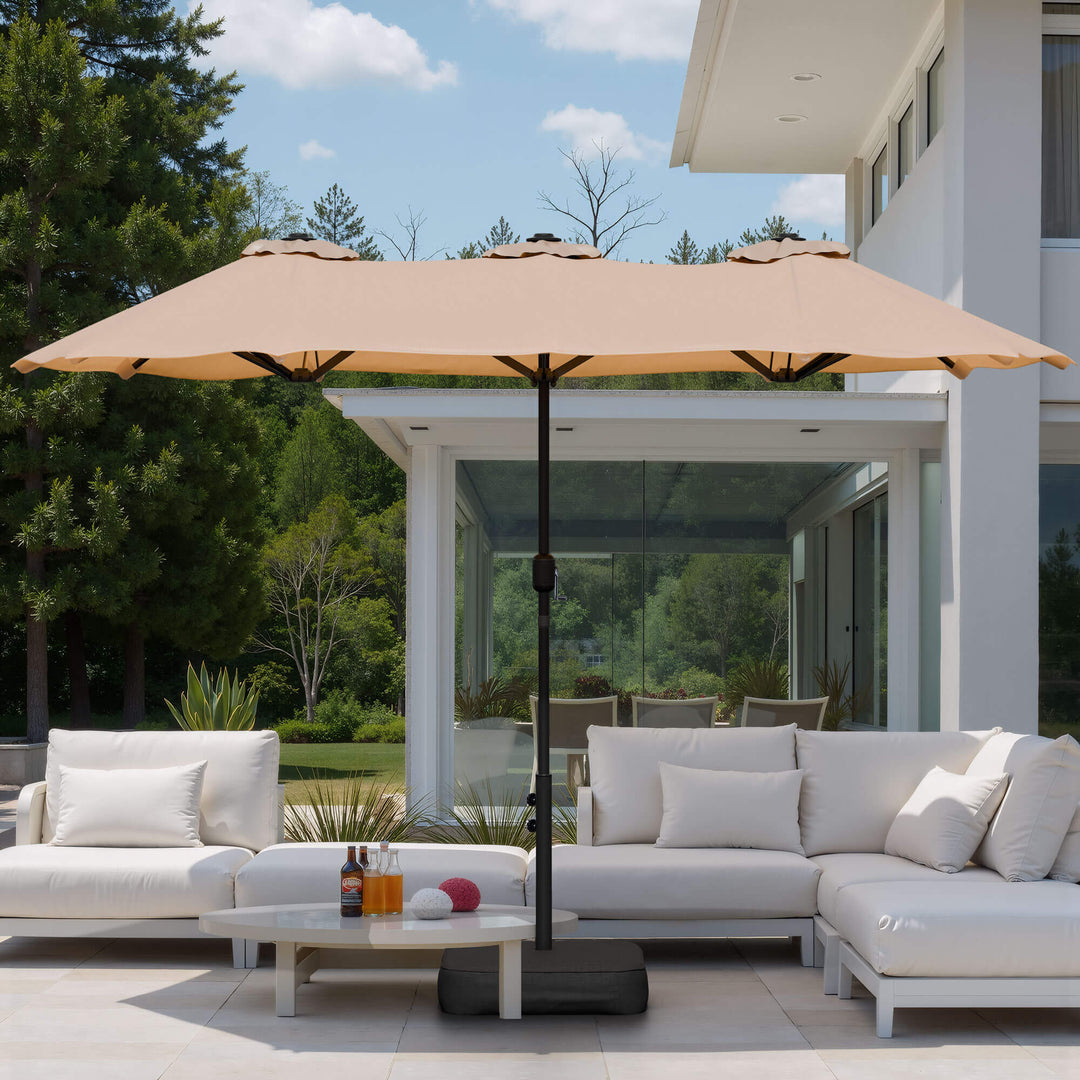 15 ft cantilever patio umbrella Walsunny 15 ft Extra Large Patio Umbrella with Base, Grey / 7ft x 12ft