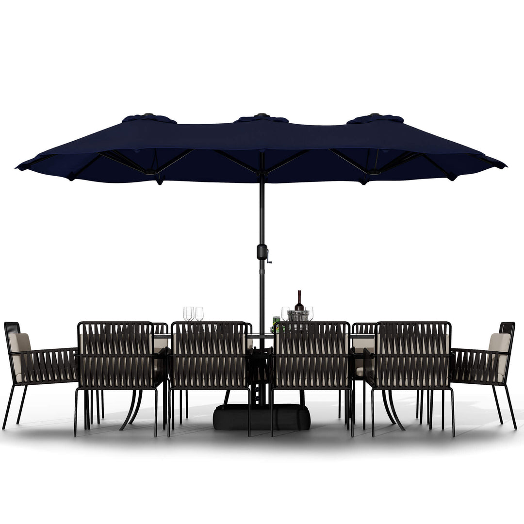 bar height patio umbrellas sale Walsunny 15 ft Extra Large Patio Umbrella with Base, Grey / 9ft x 15ft
