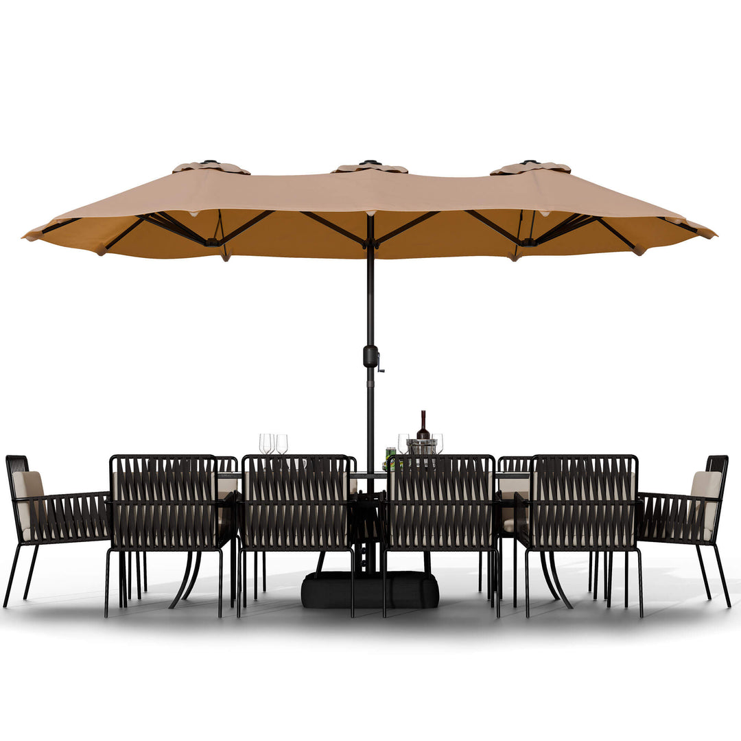 extra large umbrella patio Walsunny 15 ft Extra Large Patio Umbrella with Base, Khaki / 9ft x 15ft