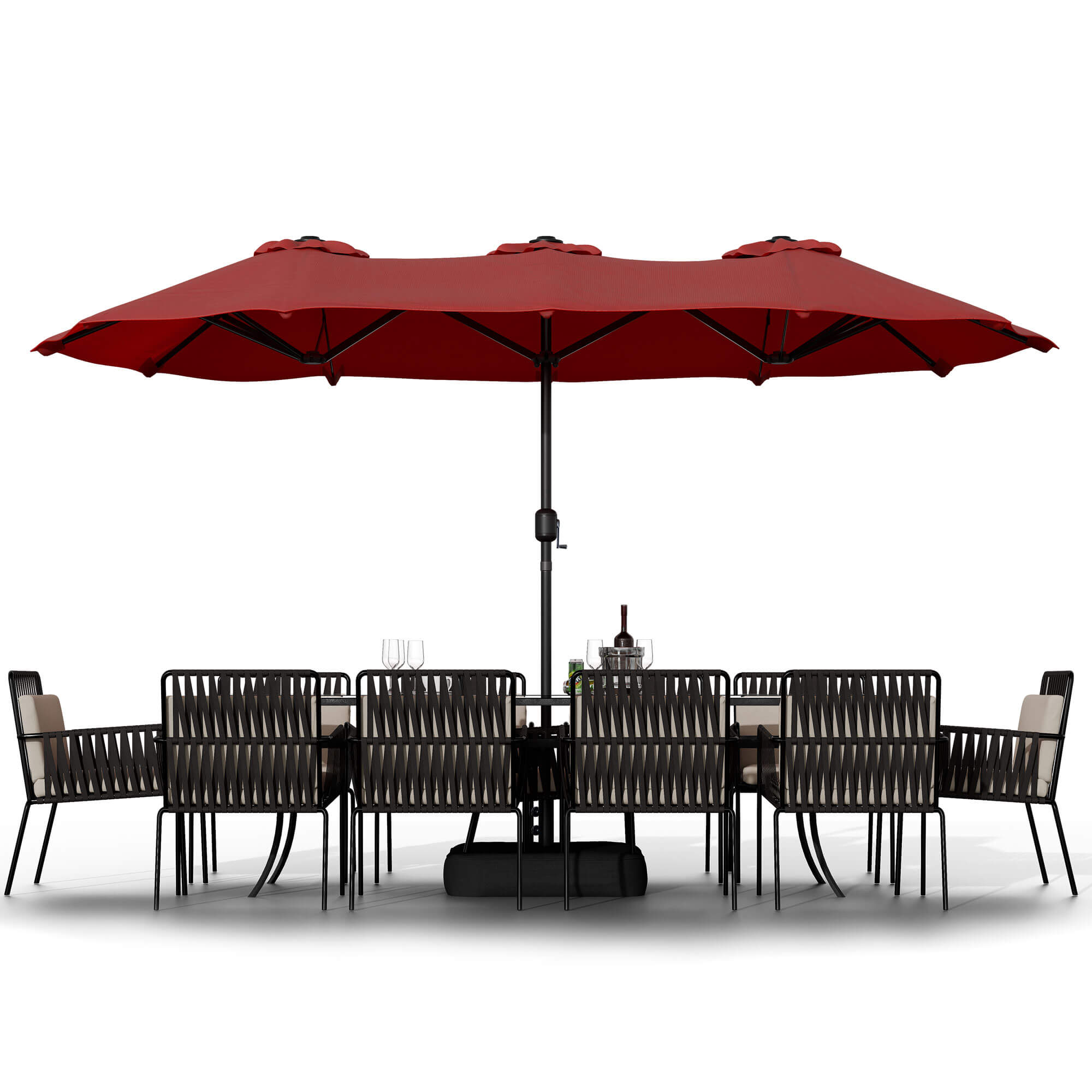 15 ft Extra Large Patio Umbrella with Base Included, Double Sided