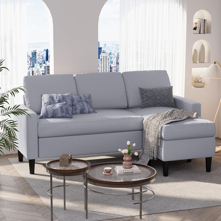 Walsunny 3-Seat L Shaped Sectional Sofa Couch with Modern Linen Fabric for Small Space