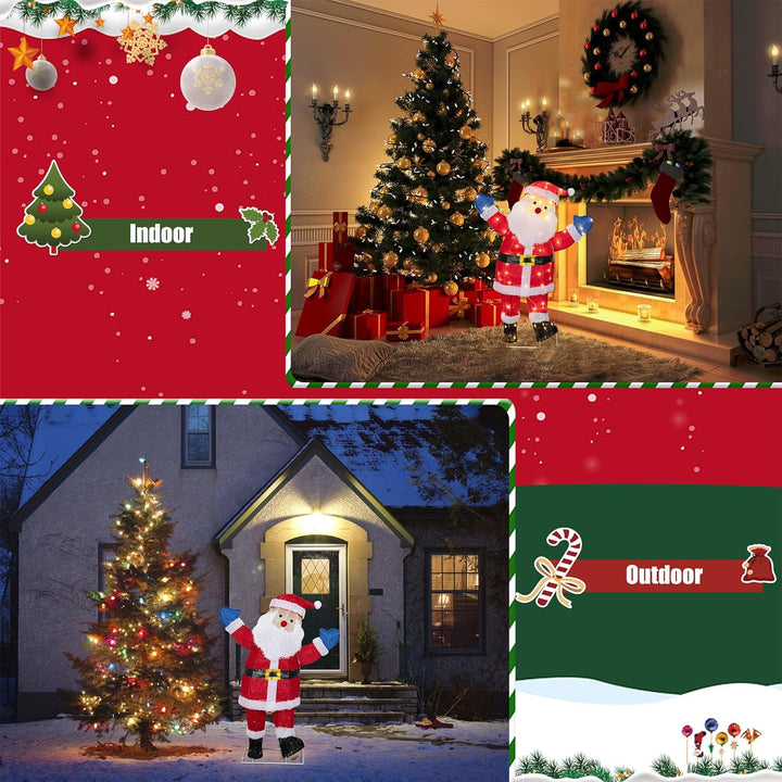 Walsunny  Christmas Standing Santa Claus 3D Super Large Lighted Holiday Displays Family Set