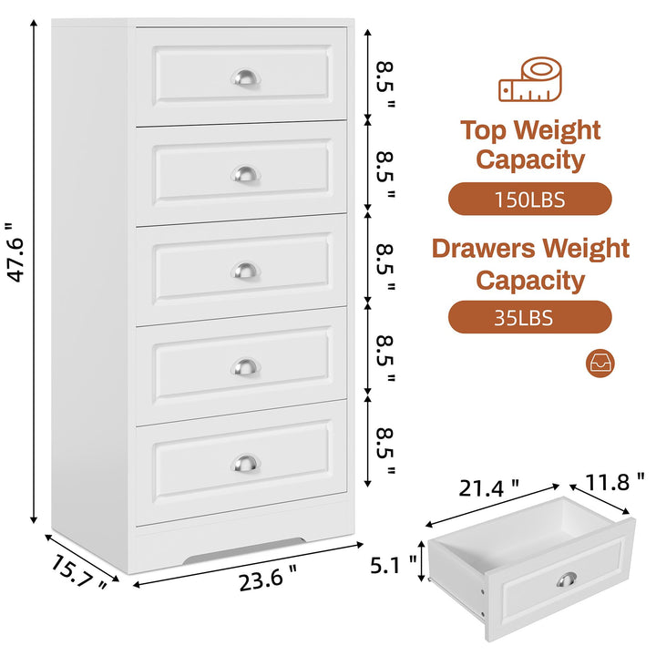 Walsunny 5 Drawers Dresser for Bedroom