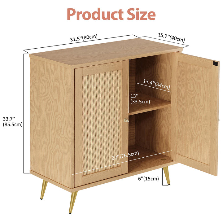 Walsunny Rattan Storage Cabinet, Multifunctional Cupboard