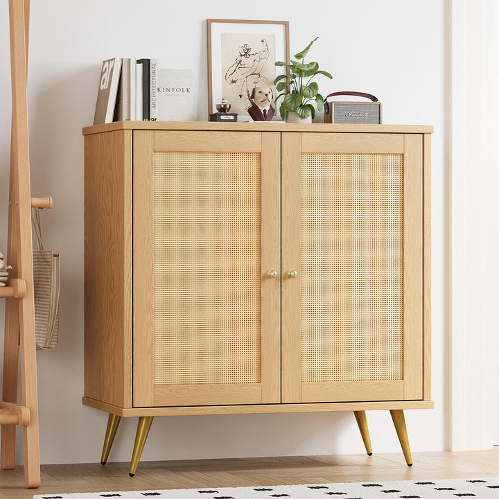 Walsunny Rattan Storage Cabinet, Multifunctional Cupboard