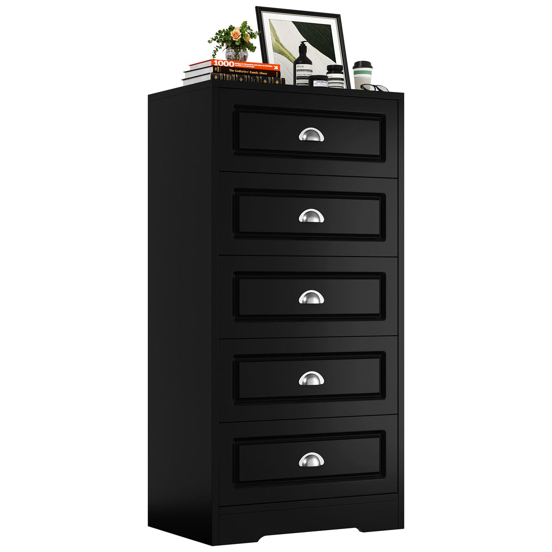 Walsunny 5 Drawer Vertical Dresser, Black / 5 Drawers Walsunny 5 Drawer Vertical Dresser, Black / 5 Drawers
