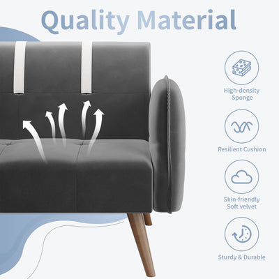 Walsunny Velvet Loveseat Sofa Couch Sofa cama for Apartments