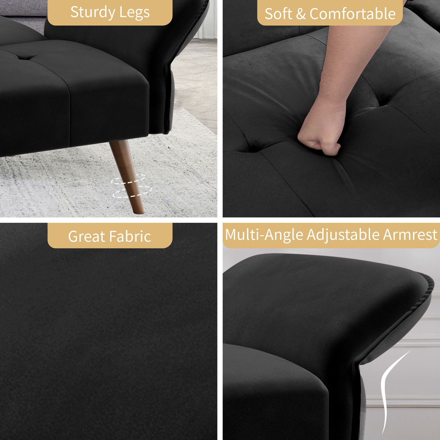 Walsunny Velvet Loveseat Sofa Couch Sofa cama for Apartments