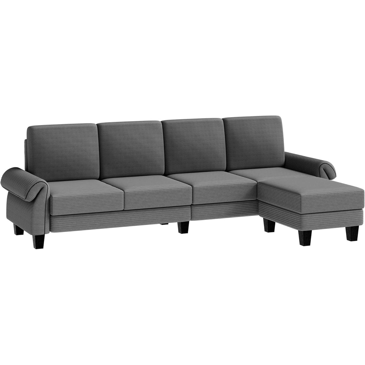 Walsunny Modular Sectional Sofa Couch with Removable Ottoman, 110inch L-Shaped Corduroy Fabric Sectional Sofa Couch for Living Room
