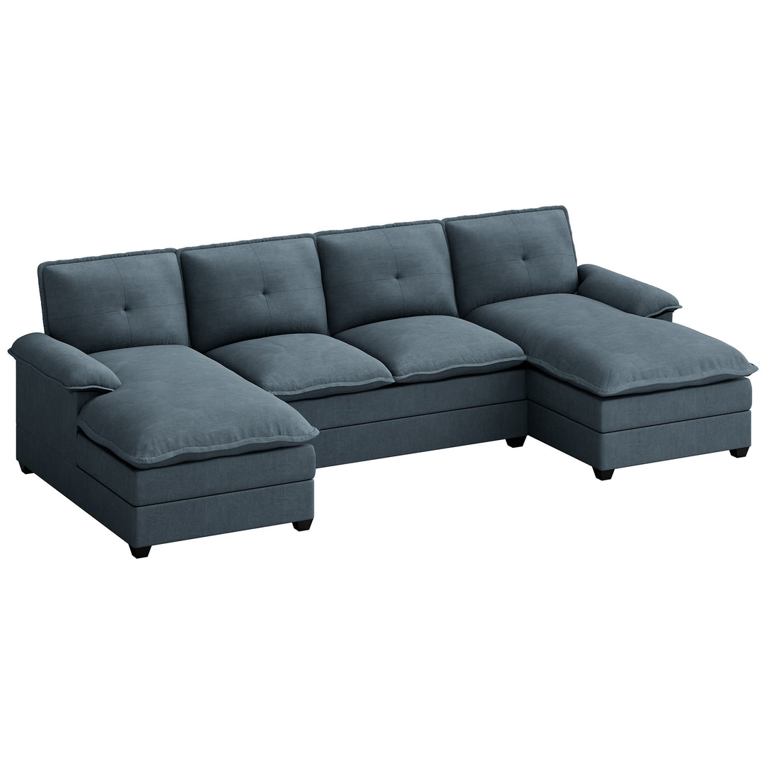 Walsunny 109'' 4-Seat U Shaped Modern Sectional Sofa With Double Chaise for Apartment, Studio, Office