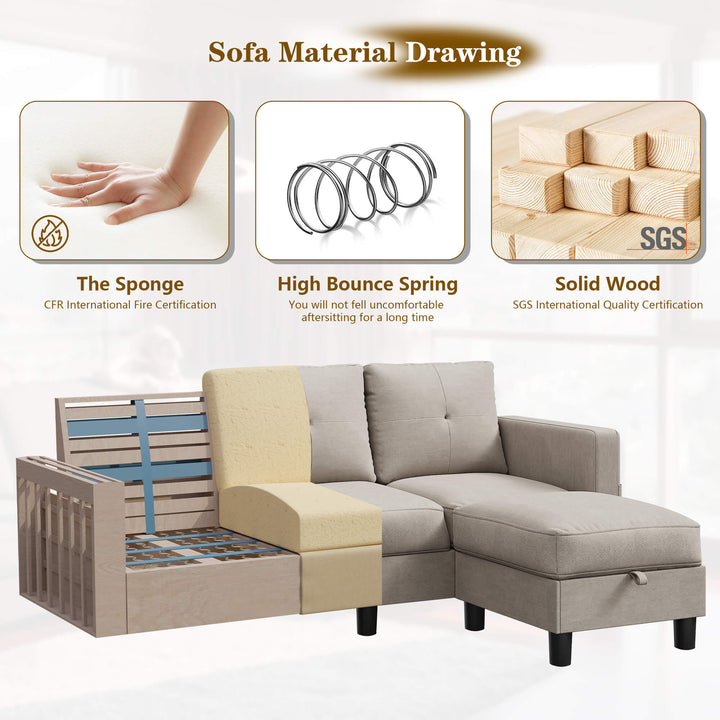 WALSUNNY livingroom sectional couch sectional couch #color_khaki