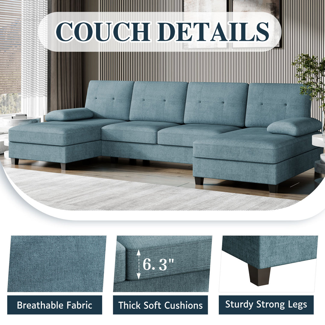 WALSUNNY 106'' Sectional Sofa Couches #color_blue