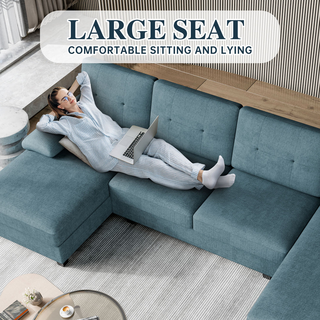 WALSUNNY 106'' Sectional Sofa Couches #color_blue