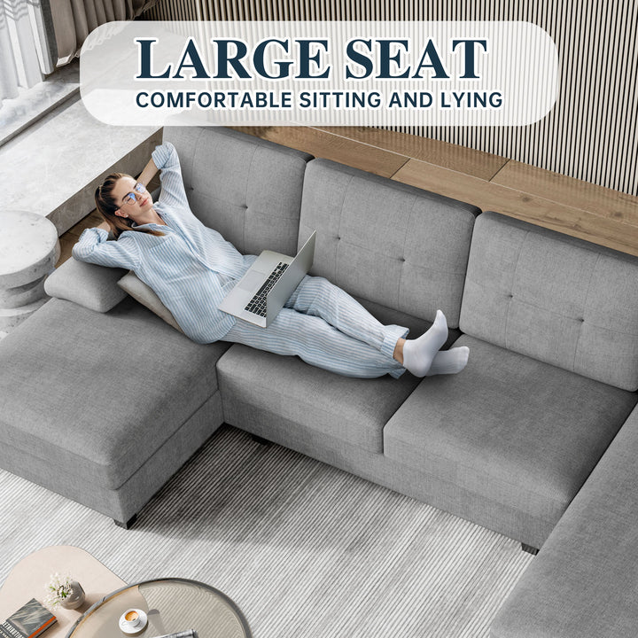 WALSUNNY 106'' Sectional Sofa Couches #color_light-grey