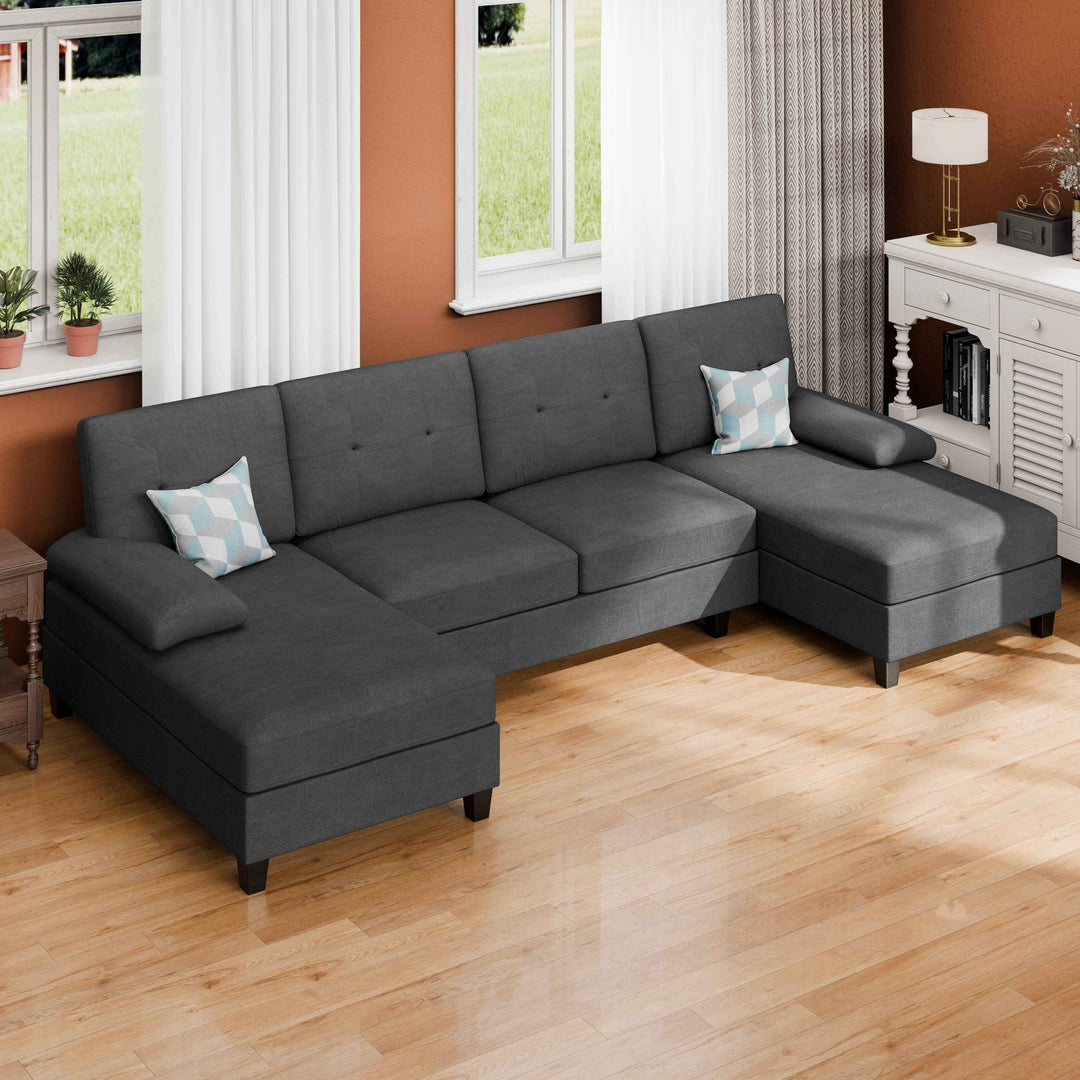 WALSUNNY 106'' Sectional Sofa Couches #color_dark-grey