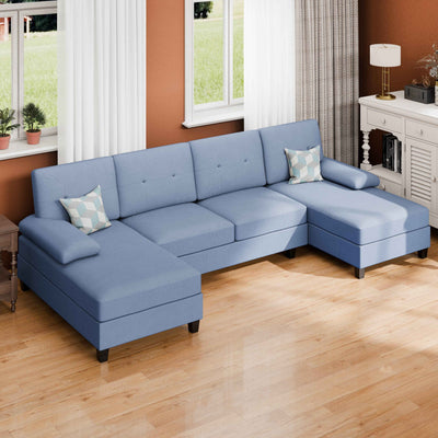 Walsunny 3-Seat Modern Sectional Sofa With Long Storage Ottoman