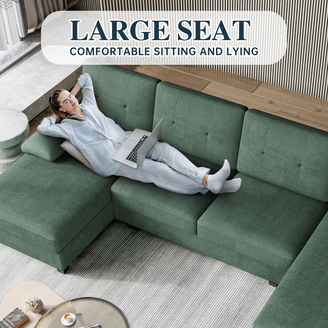 WALSUNNY 106'' Sectional Sofa Couches #color_green