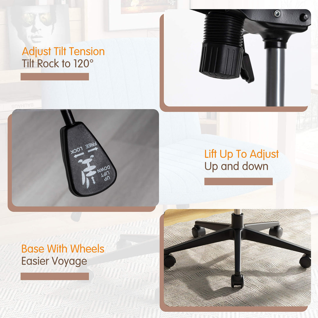 Walsunny Cross Legged Office Chair Armless Wide Chair Cross Legged Office Chair Computer Chair #color_orange #foot_pulley-foot