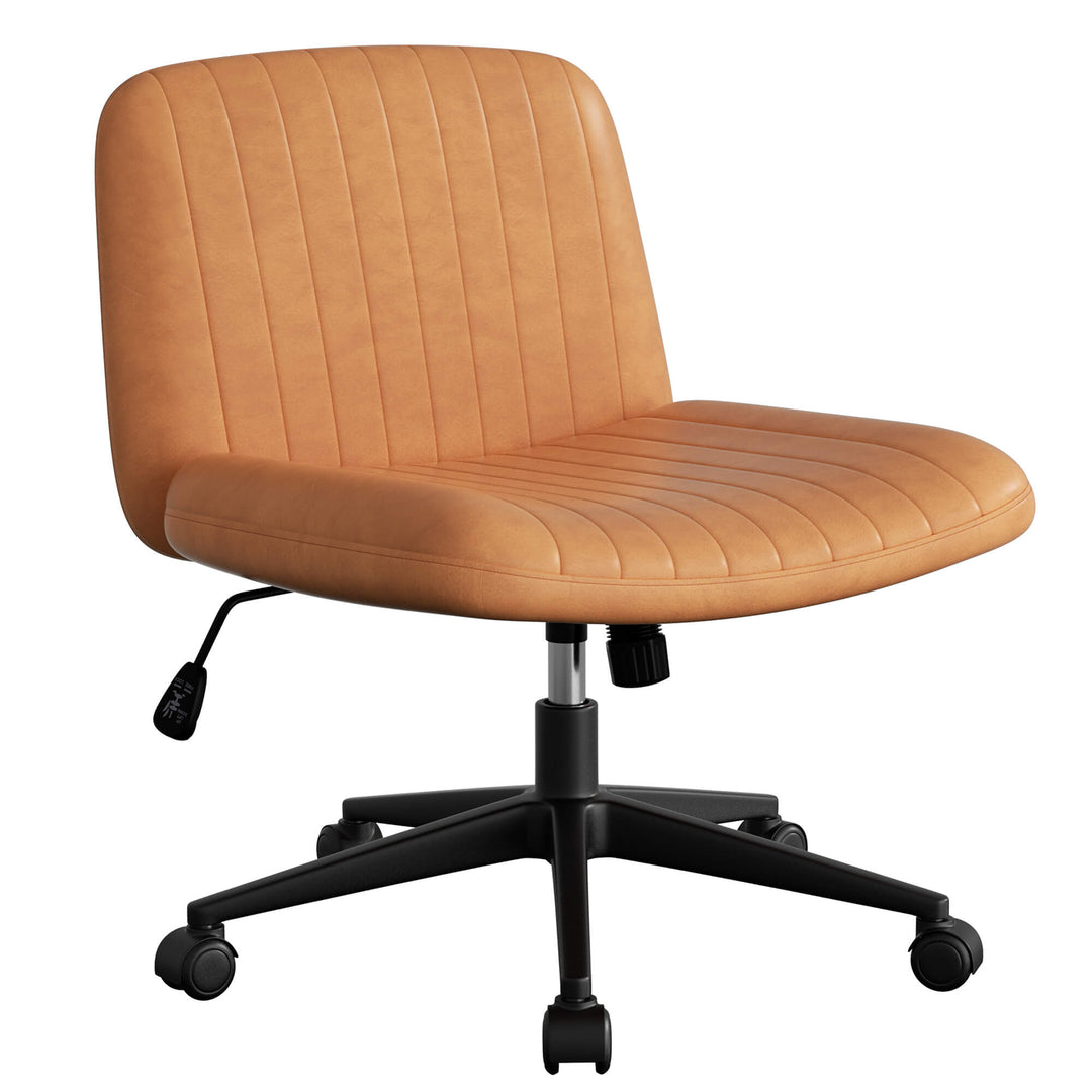 Walsunny Cross Legged Office Chair Armless Wide Chair Cross Legged Office Chair Computer Chair #color_orange #foot_pulley-foot