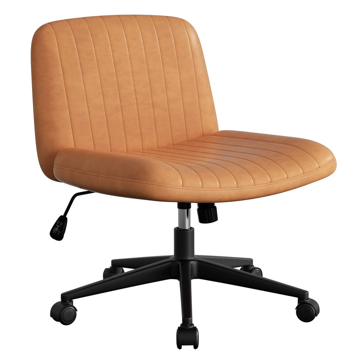Walsunny Cross Legged Office Chair Armless Wide Chair Cross Legged Office Chair Computer Chair #color_orange #foot_pulley-foot