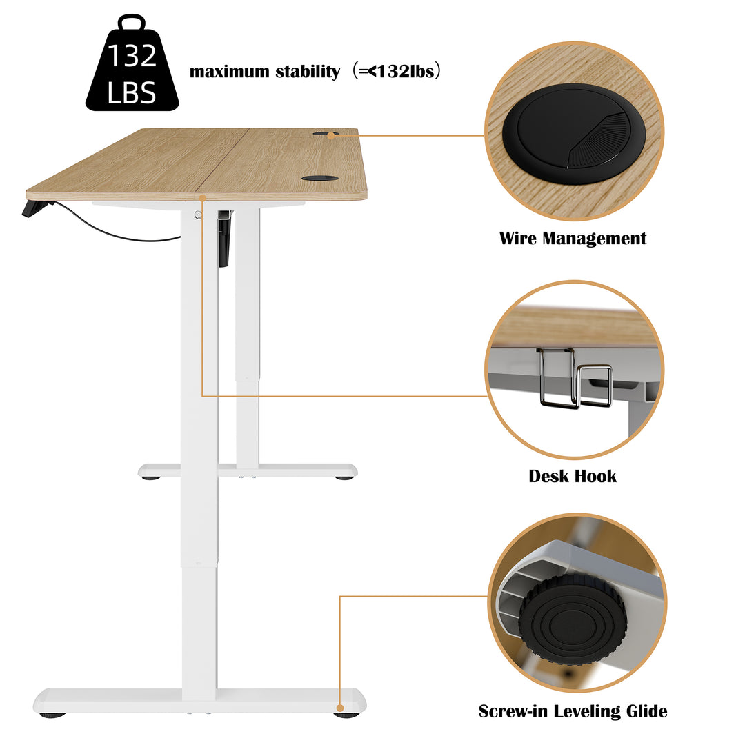 Walsunny Electric Office Ergonomic Standing Desk 1.2m / 1.4m / 1.6m With White Metal Table Base (7709656350896)