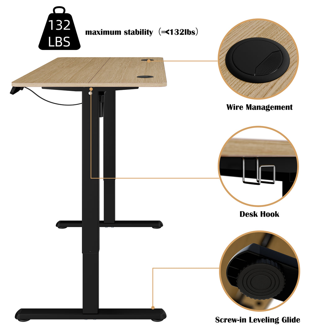 Walsunny Electric Office Ergonomic Standing Desk 1.2m / 1.4m / 1.6m With Black Metal Table Base (7709669294256)