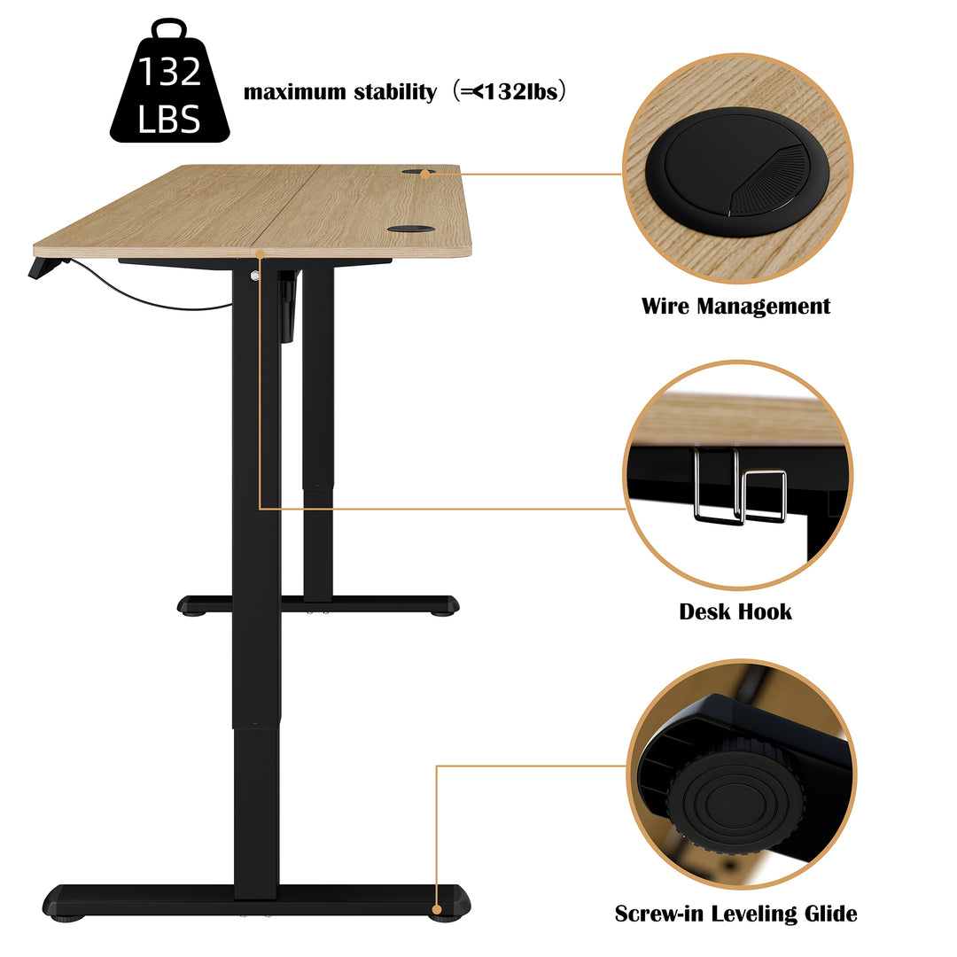 Walsunny Electric Office Ergonomic Standing Desk 1.2m / 1.4m / 1.6m With Black Metal Table Base (7709669294256)