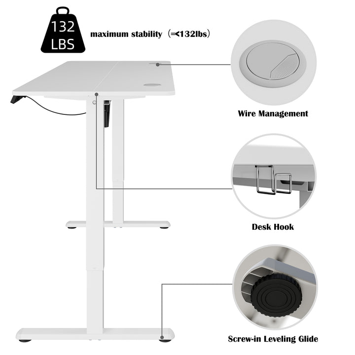 Walsunny Electric Office Ergonomic Standing Desk 1.2m / 1.4m / 1.6m With White Metal Table Base (7709656350896)