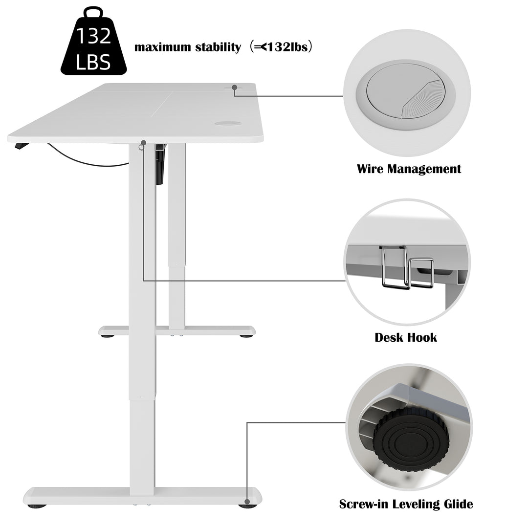 Walsunny Electric Office Ergonomic Standing Desk 1.2m / 1.4m / 1.6m With White Metal Table Base (7709656350896)