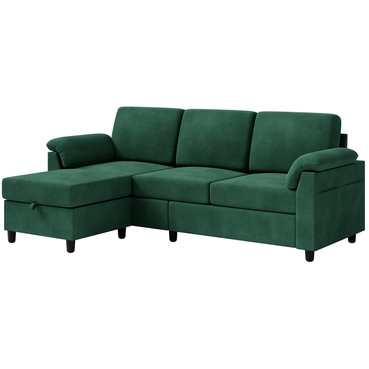 Walsunny 3 Seat L-Shaped Sectional Sofa With Movable Ottoman#color_green