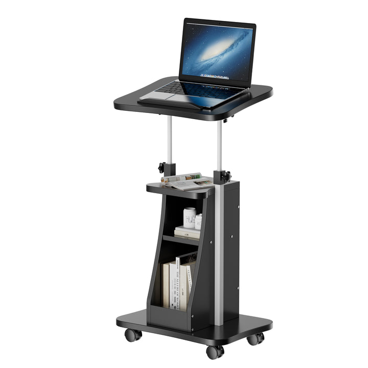 Walsunny Mobile Podium Standing Rolling Laptop Cart w/Tilt Desktop Adjustable Height Portable Computer Desk on Wheels