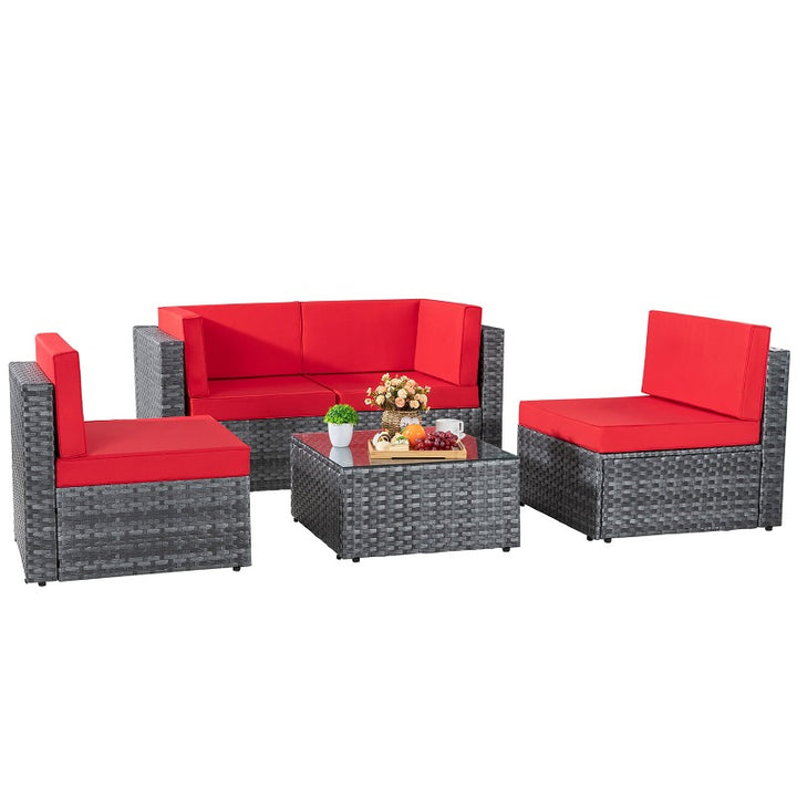 Walsunny Patio Furniture 5 Pieces Outdoor Sectional Sofas