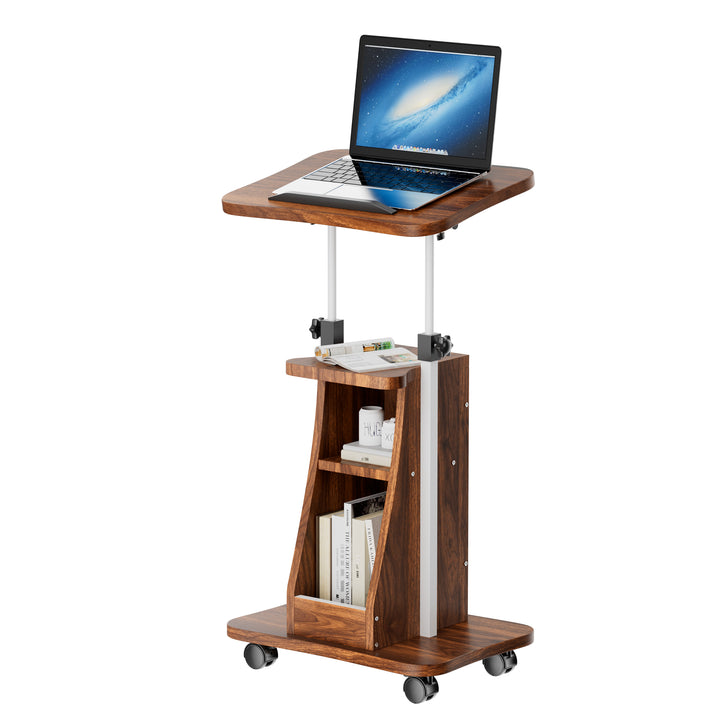 Walsunny Mobile Podium Standing Rolling Laptop Cart w/Tilt Desktop Adjustable Height Portable Computer Desk on Wheels