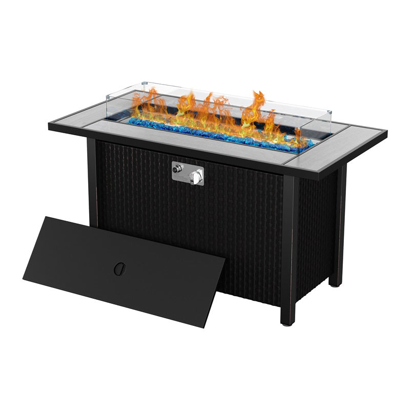 Walsunny 50,000 BTU Patio Metal Gas Rectangle Fire Pit Table