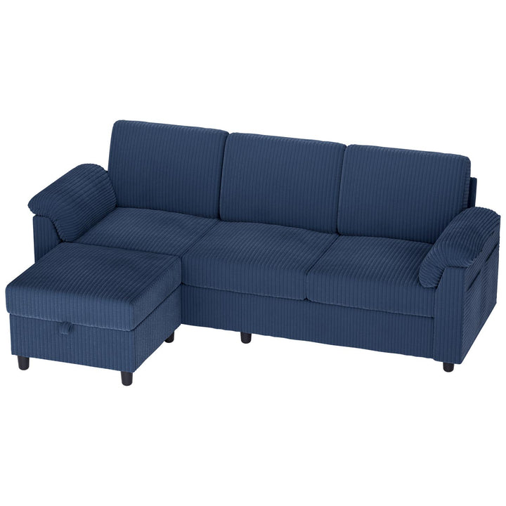 Walsunny 3 Seat L-Shaped Sectional Sofa With Movable Ottoman#color_blue