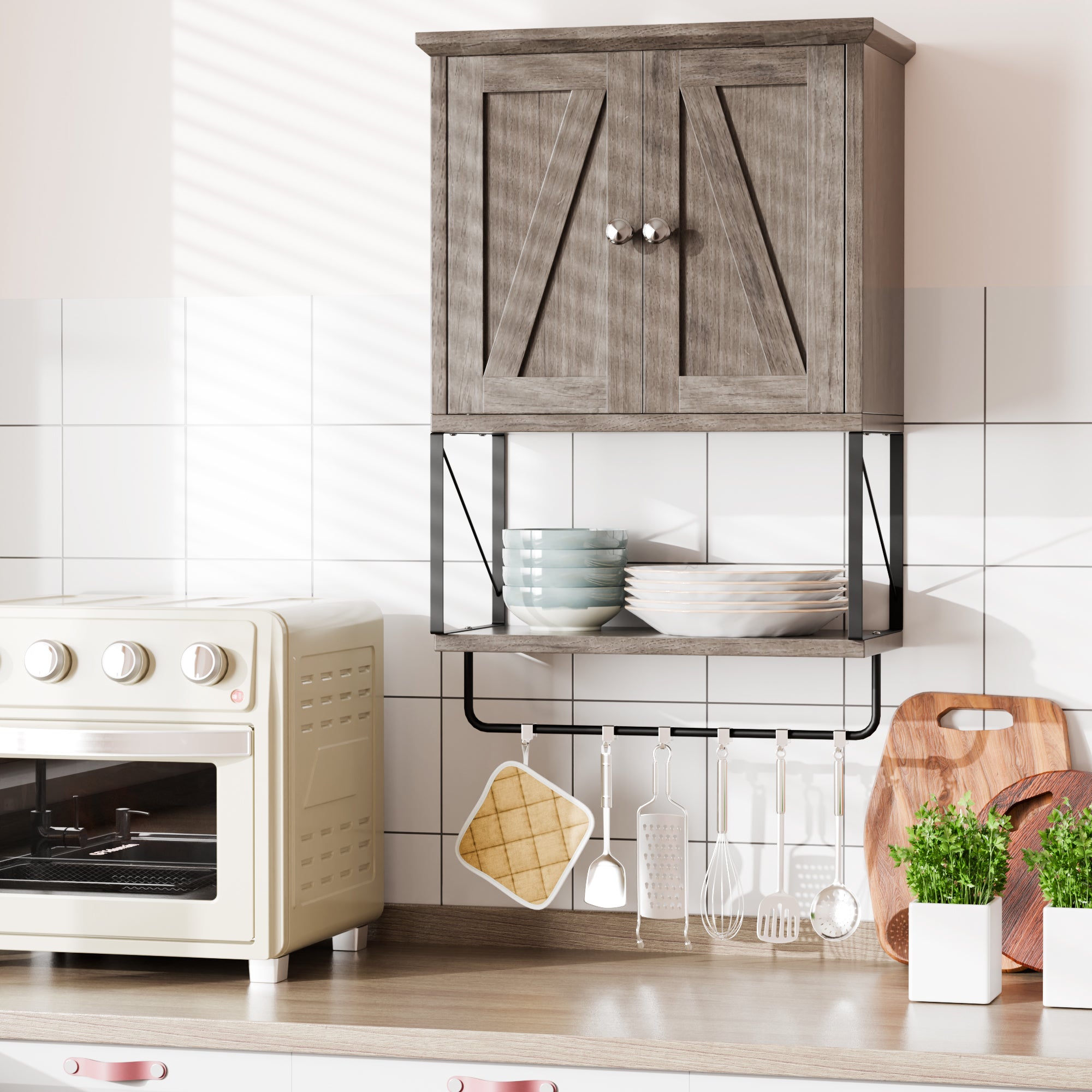Walsunny Wall Cabinet, Kitchen & Medicine Cabinet with Adjustable Shel