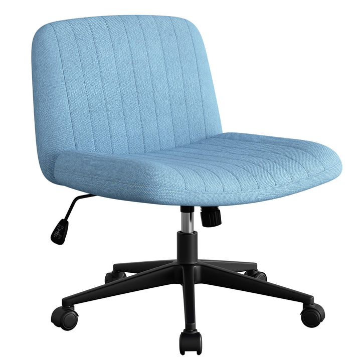 Walsunny Cross Legged Office Chair Armless Wide Chair Cross Legged Office Chair Computer Chair #color_blue #foot_pulley-foot