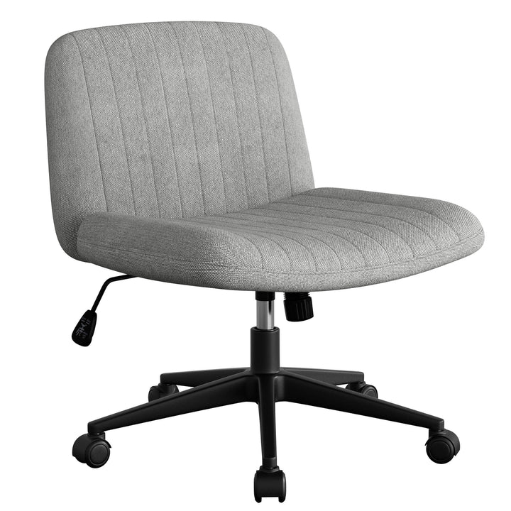 Walsunny Cross Legged Office Chair Armless Wide Chair Cross Legged Office Chair Computer Chair #color_grey #foot_pulley-foot