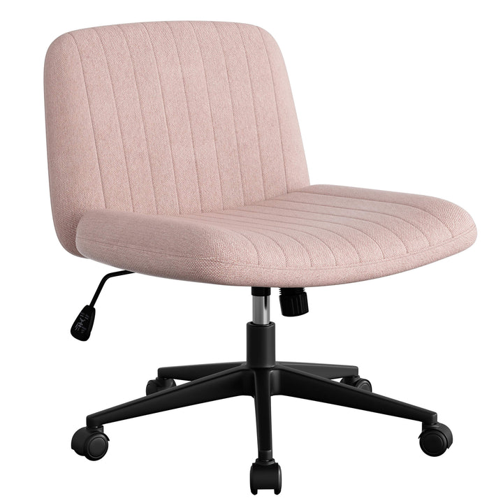 Walsunny Cross Legged Office Chair Armless Wide Chair Cross Legged Office Chair Computer Chair #color_pink #foot_pulley-foot
