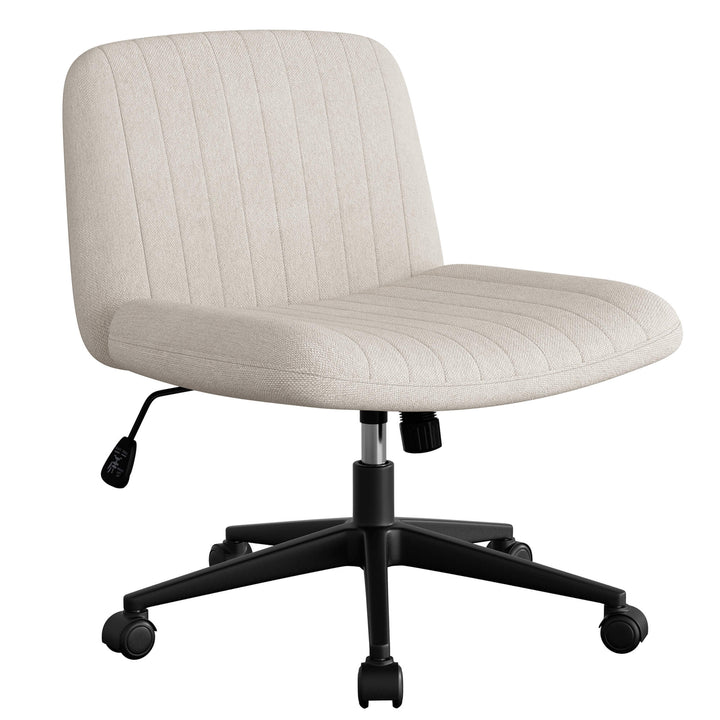 Walsunny Cross Legged Office Chair Armless Wide Chair Cross Legged Office Chair Computer Chair #color_white #foot_pulley-foot