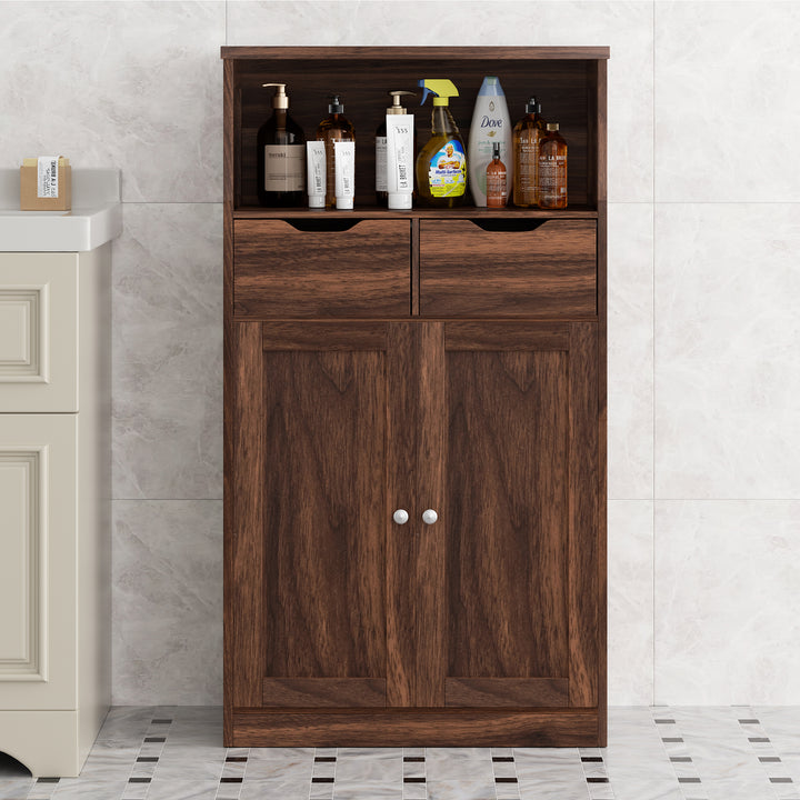 Walsunny Floor Storage Cabinet, Organizer with Doors and Drawers, Freestanding Side Cupboard Pantry