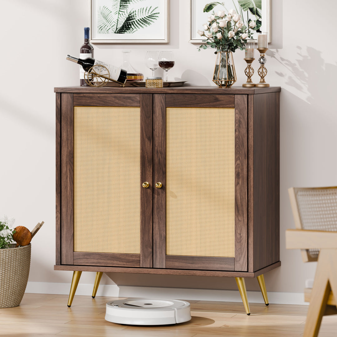 Walsunny Rattan Storage Cabinet, Multifunctional Cupboard