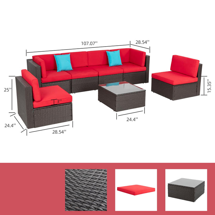 Walsunny Patio Furniture 7 Pieces PE Wicker Outdoor Sectional Sofa Set