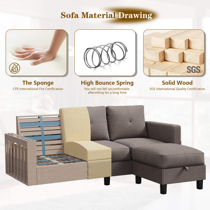 sectional couch WALSUNNY livingroom sectional couch sectional couch #color_brown