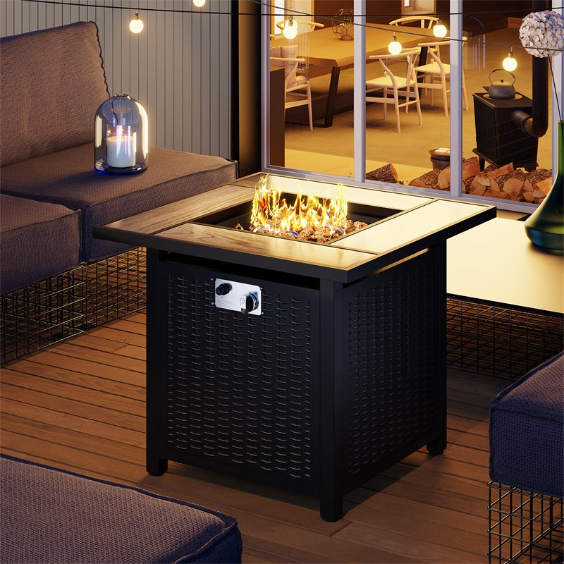 Walsunny 50,000 BTU Patio Metal Gas Square Fire Pit Table