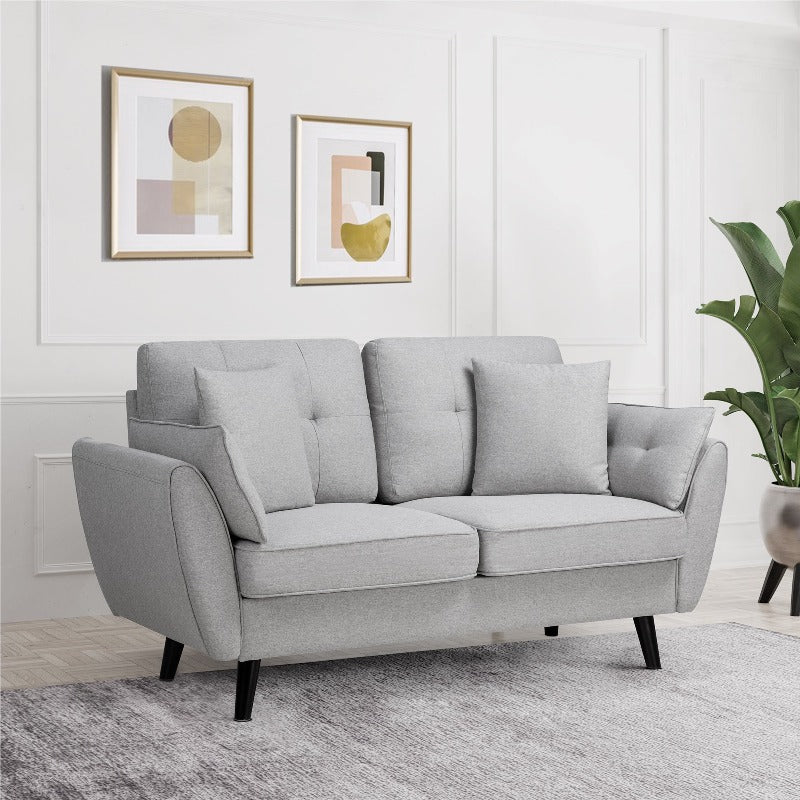 Walsunny 63‘’ Loveseat 2-Seat Sofa Couch With Pillows#color_light-grey