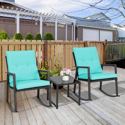 Walsunny Patio Furniture 3 Pieces Wicker Outdoor Bistro Rocking Chair Set#color_blue