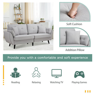 Walsunny 91‘’ 3-Seat Sofa Couch With Pillows#color_light-grey