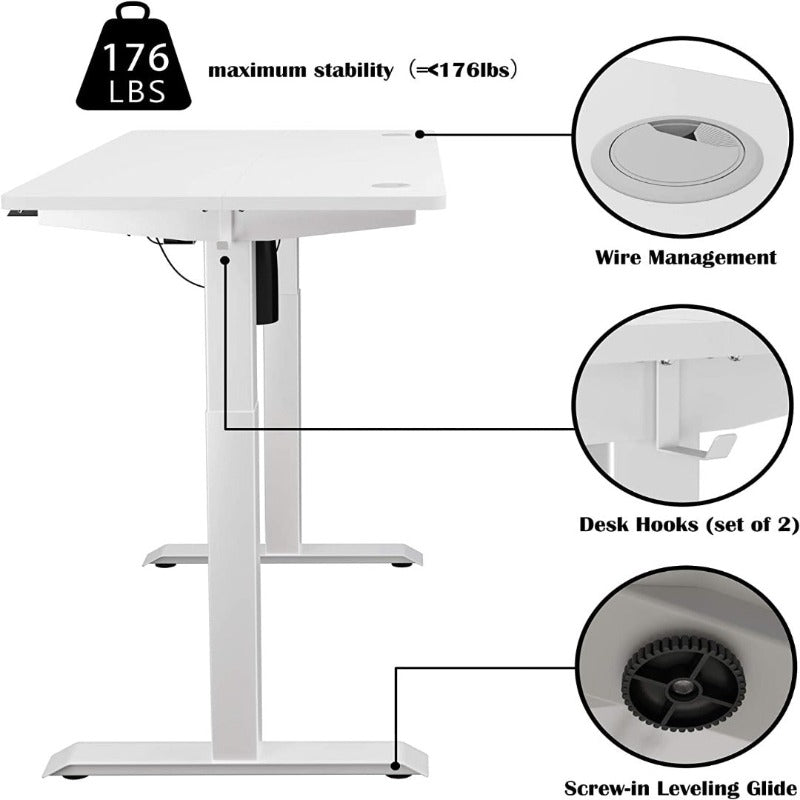 Walsunny White Electric Height Adjustable Standing Desk#color_white
